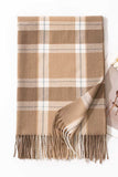 Plaid Fringed Wrap Scarf