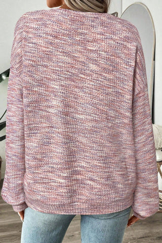 Marled Knit Crew Neck Long Sleeve Top