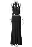 Halter Tie-Back Skirt Set