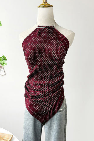 Pleated Halter Tank Top