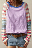 Contrast-Striped Long Sleeve Top