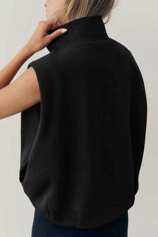 Snap Button Collared Sleeveless Vest