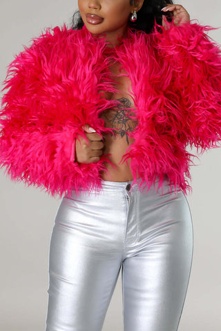 Fuzzy Open-Front Long Sleeve Jacket