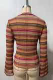 Striped Knit Button-Front Cardigan