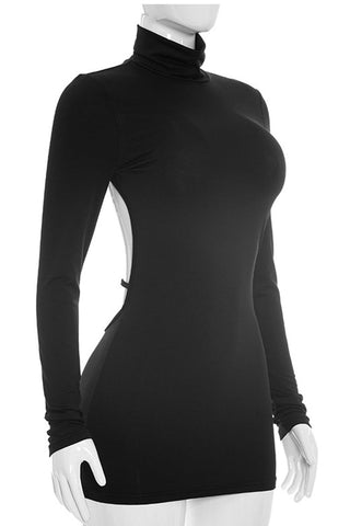 Backless Long Sleeve Mini Dress