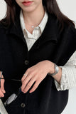Collared Ribbed Knit Button-Front Vest