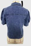 Puff Sleeve Crop Denim Jacket