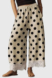 Polka Dot Drawstring Wide-Leg Lace Pants