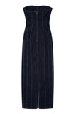 Pinstripe Strapless Corset Maxi Dress
