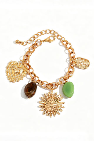 Tone Sun Charm Link Bracelet