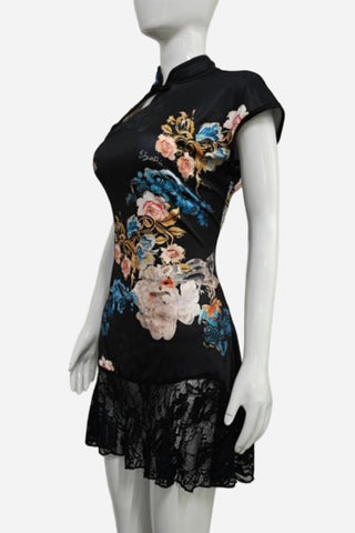 Floral Print Cheongsam Dress