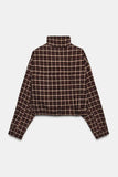Plaid Zip-Up Mock Neck Short Set