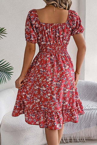 Off-Shoulder Smocked Casual Dress