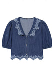 Floral V-Neck Puff Sleeve Blouse