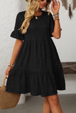 Flared Short-Sleeve Casual Dress