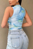Tie-Dye Mock Neck Sleeveless Tank
