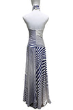 Striped Halter Mock Neck Maxi Dress