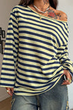 Striped Boat-Neck Long-Sleeve Top