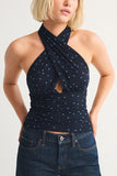 Halter-Neck Polka Dot Tank Top