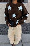 Star Pattern Crew Neck Knit Sweater