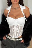 Mesh Corset Halter Neck Tank Top