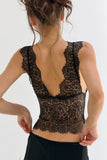 Floral Lace V-Neck Sleeveless Crop Tank