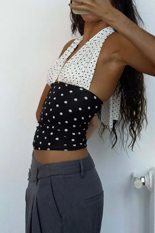 Tie-Back Halter Plaid Tank