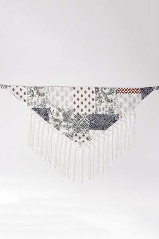 Patchwork Fringe Tie Waist Wrap Skirt
