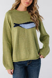 Fish Graphic Crew Neck Knit Sweater