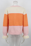 Striped Colorblock Button-Front Knit Cardigan