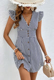 Striped Button-Front Casual Dress