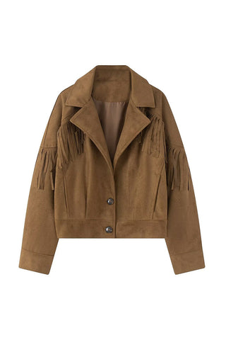 Fringe Lapel Button-Front Jacket