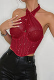 Sequin Halter Crop Top