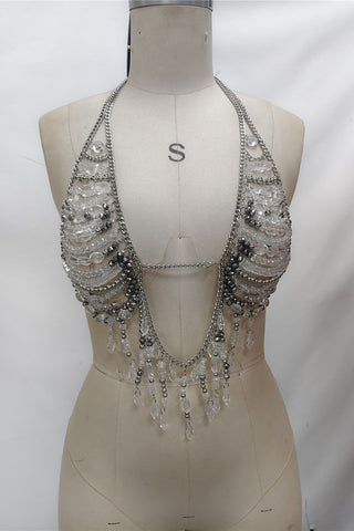 Beaded Halter Cutout Crop Tank