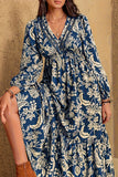 Floral V-Neck Lace Trim Dress