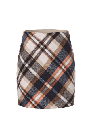 Plaid High-Waist Bodycon Midi Skirt