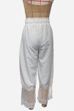 Lace-Trim Wide-Leg Casual Pants