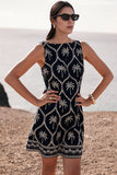 Sleeveless Palm Pattern Casual Dress