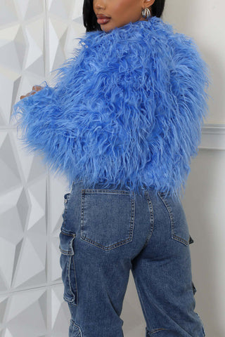 Fuzzy Open-Front Long Sleeve Jacket