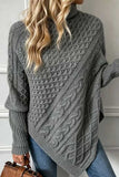Mock Neck Cable Knit Asymmetrical Sweater