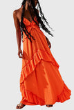 Ruffle Tiered Halter Maxi Casual Dress