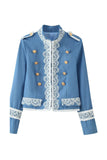 Lace Trim Double-Breasted Jacket