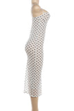 Polka Dot Mesh Midi Dress