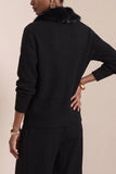 Faux Fur Collar Button-Front Knit Cardigan