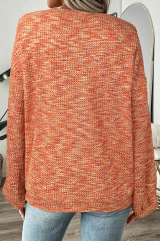 Marled Knit Crew Neck Long Sleeve Top