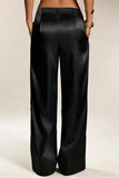 Satin High-Waist Wide-Leg Casual Pants