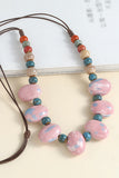 Multicolor Beaded Stone Pendant Necklace