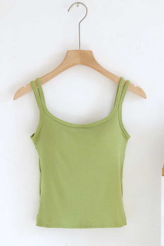 Ribbed Scoop Neck Sleeveless Tank Top