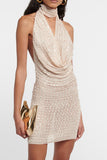 Halter-Sequin Mini Dress