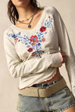 Floral V-Neck Long Sleeve Top